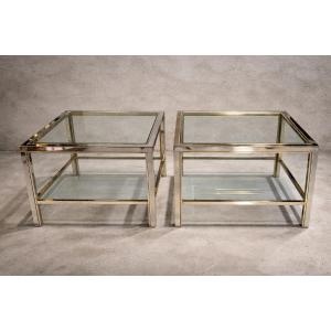 Pair Of Side Tables Or End Tables, Maison Charles, France, Circa 1970