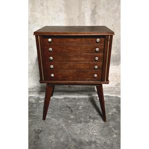 Empty Silverware Cabinet / Vintage Cutlery Cabinet On Compass Legs – 1950s