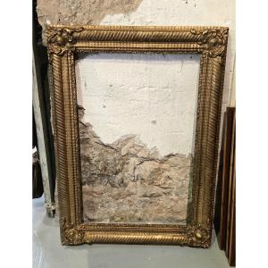 Antique Louis XV Style Wood And Gilded Stucco Frame - 19th Century - 103 X 76 Cm