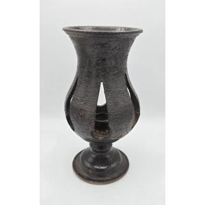 Jean Marais (1913-1998) - Lustrous Black Enamelled Terracotta Candle Jar