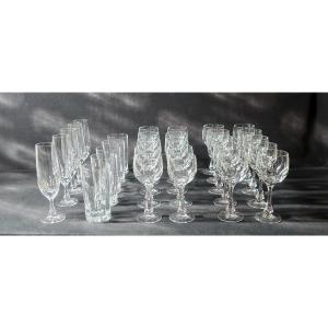 Maison Klein Baccarat France Cut Crystal Glass Set - 30 Pieces
