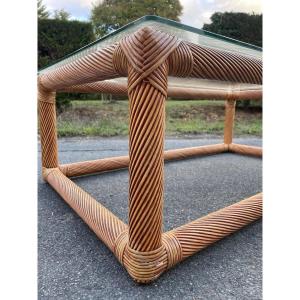 Vivai Del Sud Coffee Table Rattan Bamboo Vintage Design Console