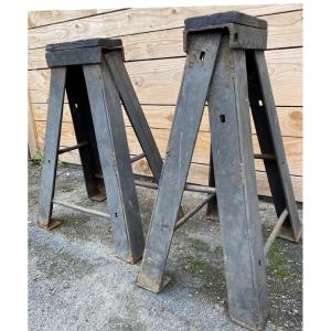 Pair Of Sculptor Bolster Industrial Design Workshop Antique Trade Furniture