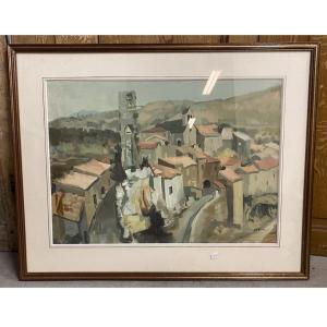 Jean Abadie Watercolor Painting Minerva Hérault Painter South Of France