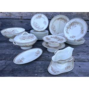 Dinnerware Set 26 Pieces Earthenware Maastricht Thistle Flower Sarreguemines Gien