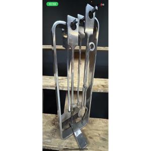 Jacques Charles Jean Paul Creation Fireplace Servant Stainless Steel Tongs Design Space
