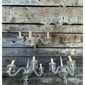 Baccarat Suite Of 4 Saint Louis Crystal Dagger Sconce Lamp