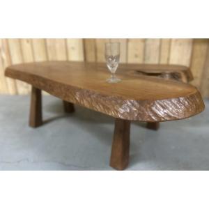 150cm Large Brutalist Design Coffee Table, Solid Wood, 1950s
