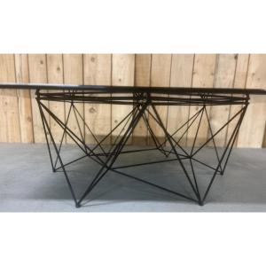 Large Eiffel Design Coffee Table By Paolo Piva Alanda Eames, Smoked Glass