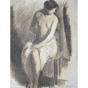 Henri Ottmann (1877-1927) Nude In The Studio, Signed Drawing