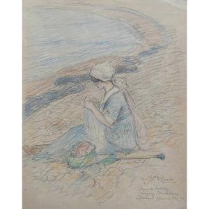 Lubin De Beauvais (1873-1917) l'Anse De Launay 1911, Signed Drawing