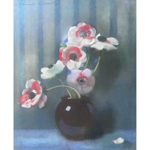 Lucien-victor  Guirand De Scevola  (1871-1950) A Bouquet Of Anemones, Signed Pastel
