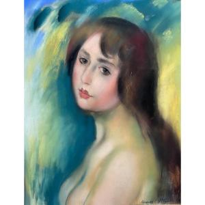 Henry Ottmann (1877-1927) Bust Portrait Of A Woman, Signed Pastel