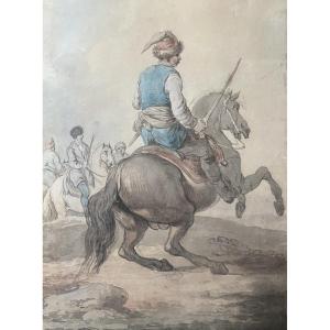 Attributed To Francesco Casanova (1727-1803), A Mamluk Fighting On His Horse, Watercolor