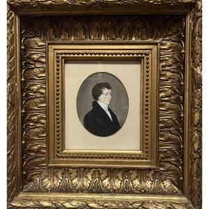 German School (?) Early19th Century, Portrait Of A Young Man Wearing Glasses, Gouache