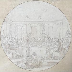 Louis-félix De La Rue (1730-1777) Banquet Scene, Drawing 