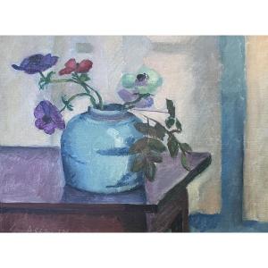 Maurice Asselin (1882-1947) Bouquet Of Anemones, Oil On Canvas Signed