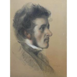 Auguste Legras (1817-1887) Portrait Of A Young Man In Profile, Signed Drawing