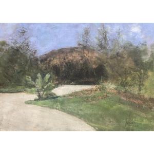  Siebe Johannes Ten Cate (1858-1908) A Garden In Zurich, 1898, Signed Pastel