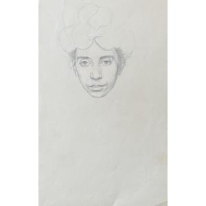 André Eugène Costilhes (1865-1940) Portrait Of A Young Woman, Drawing