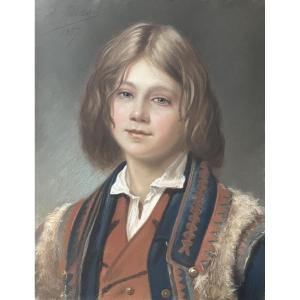 Pierre-adolphe Huas (1838-1900) Young Neapolitan, 1867, Signed And Dated Pastel