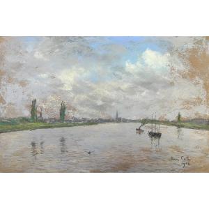 Siebe Johannes Ten Cate (1858-1908) The River Seine, 1906 Pastel Signed And Dated