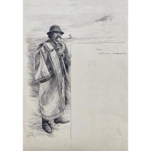 Felician Myrbach (1853-1940) Magyar Poems, Pen Drawing