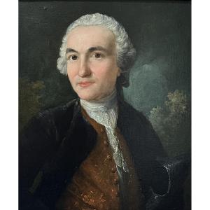 French School, 18th Century, Portrait Of A Gentleman Holding His Hat, Oil