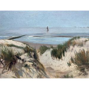 Léon Frédéric (1856-1940) Dune Landscape, Oil On Canvas, Signed