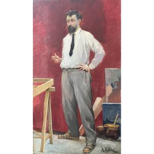 Maurice Millière (1871-1946) An Artist In His Studio, Oil On Canvas, Signed