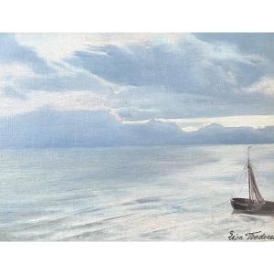Léon Frédéric (1856-1940) Seascape, Heyst, Oil On Canvas, Signed