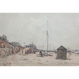 Paul Lecomte (1842-1920) Brighton Beach, 1889, Signed And Dated Watercolor