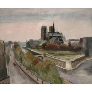 Maurice Asselin (1882-1947) Notre-dame, Paris Oil On Canvas, Signed