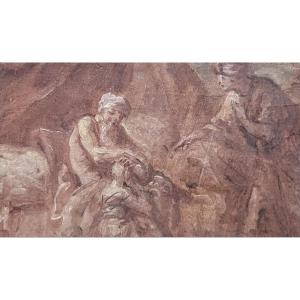 French School, 18th Century, Jacob Blessing The Sons Of Joseph, Oil On Paper