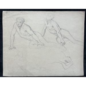 Attributed To Georges Antoine Rochegrosse (1859-1938) Studies Of A Man, Drawing