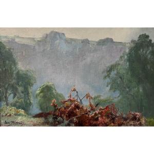 Léon Frédéric (1856-1940) Nafraiture Valley, Signed Oil Painting