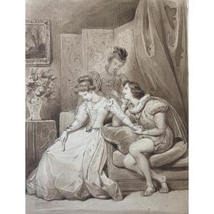 Eugène Devéria (1805-1865) Dona Clarice, Drawing Of 1828, Signed And Dated