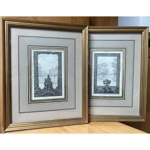 18th Century French School, Studies For Frontispieces, Two Drawings