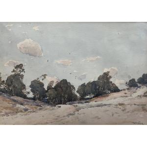 Paul Lecomte (1842-1920) Mortefontaine, Les Sables Blancs, Watercolor Signed