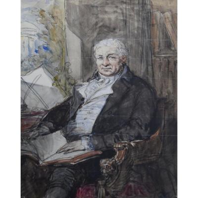 Louis Gallait (1810-1887) Portrait Of A Man Of Quality, Watercolor And Highlights Of Gouache