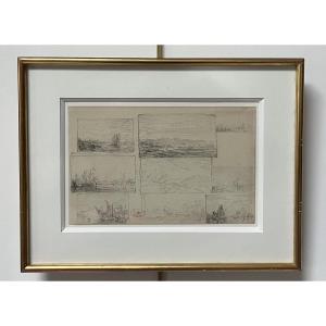 Félix Ziem (1821-1911) Landscape And Marine Studies, Graphite On Paper