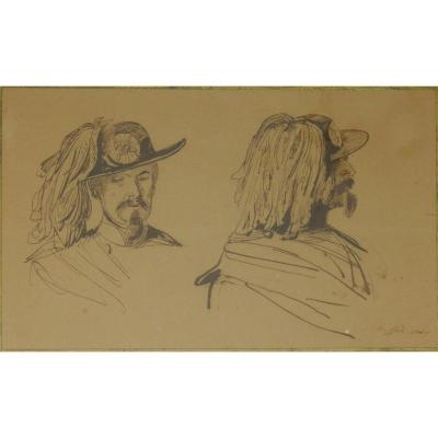 Denis Auguste Marie Raffet (1804-1860) Studies Of A Tiroler Kaiserjäger, Drawing