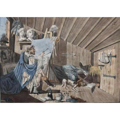 French School Of The Nineteenth Century, A Bohemian Artist, Watercolor