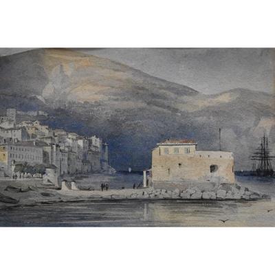 French School Of The XIXth Century, Villefranche Sur Mer, Watercolor