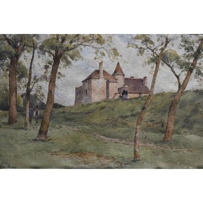 Paul Lecomte (1842-1920), The Old Priory In Mennetou Sur Cher, Signed Watercolor