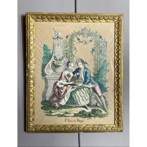 Engraving Of A Man And A Woman, Shepherd's Hour, Early 20th Century.