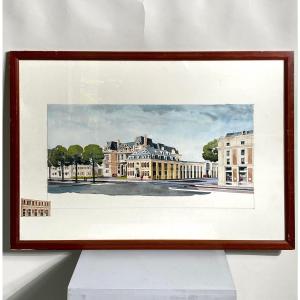 Table Of A View Of The Town Hall Square In Versailles, 20th Century.