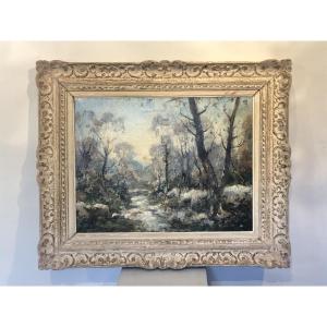 Snow Painting In Marly In The Yvelines By Marcel Parturier.