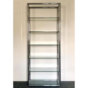 1970s Chrome And Glass Shelf. 