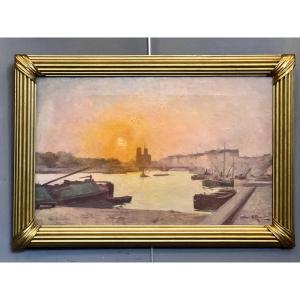 Painting Of A View Of Notre Dame Signed Henri Royet. 